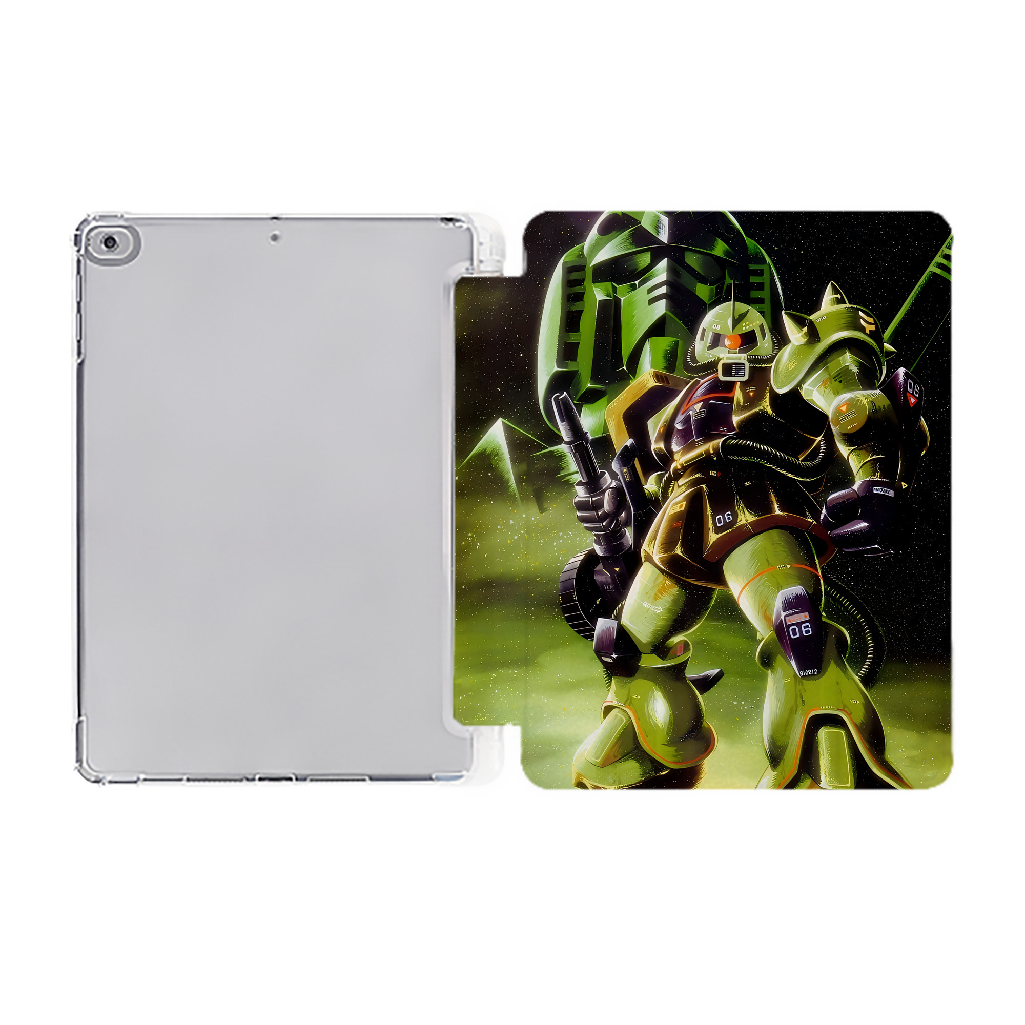 （画像用） 機動戦士ガンダム Mobile Suit Gundam IPad ケース ペン収納付き 三つ折りスタンド PUレザー×シリコン 対応機種9.5/10.5/10.9インチ